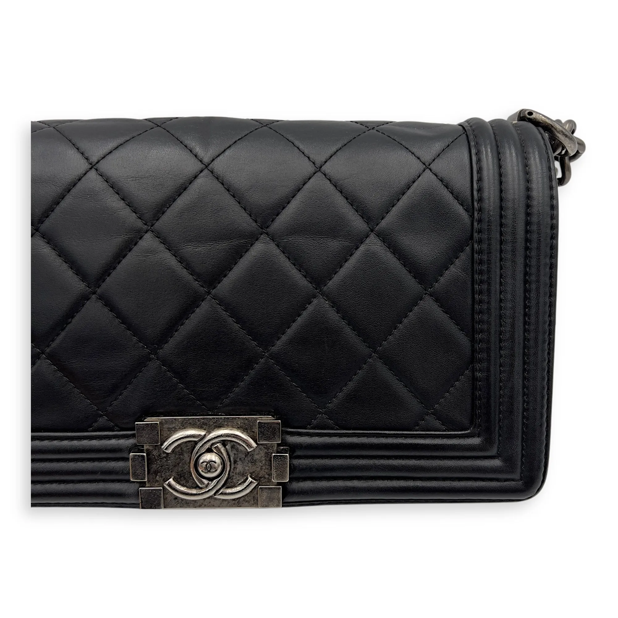 Virtual Shoulder Old hardware Lambskin, Medium Black Bag Ruthenium Boy Wholesale in