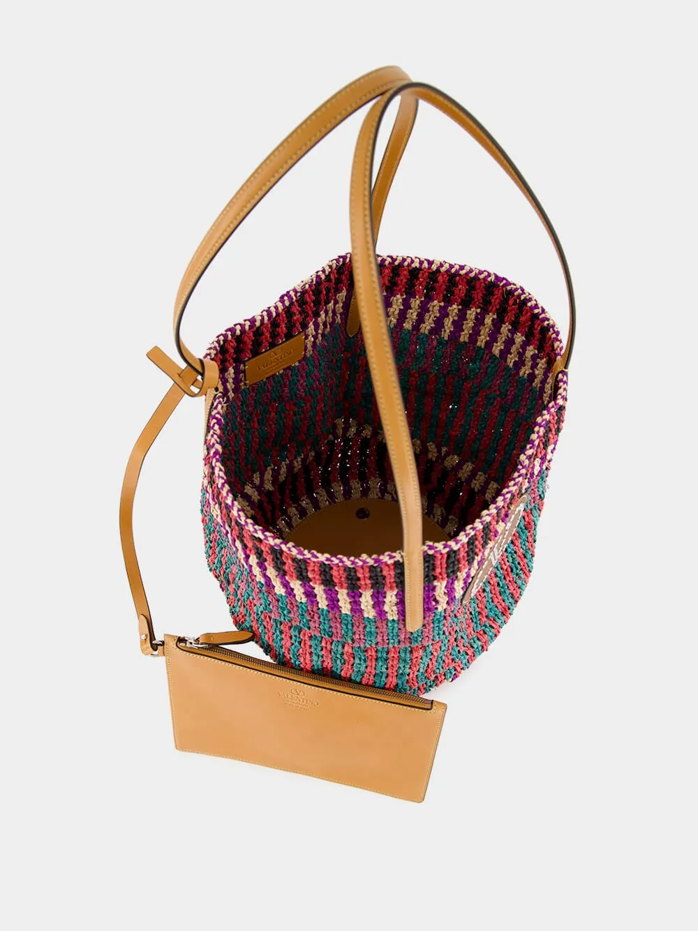 VLogo Signature Raffia Shopping Bag