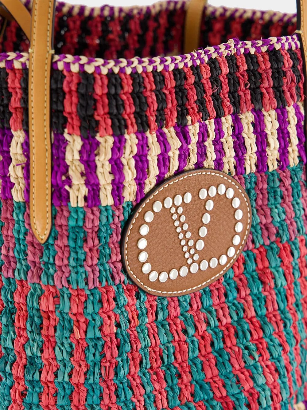 VLogo Signature Raffia Shopping Bag