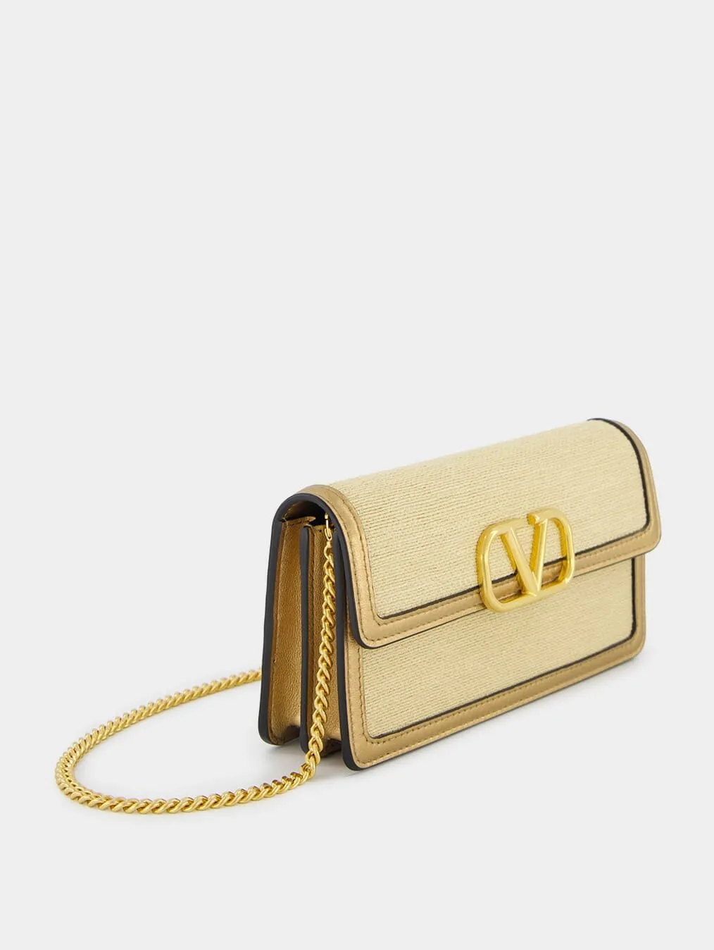 VLogo Signature Wallet With Chain In Raffia