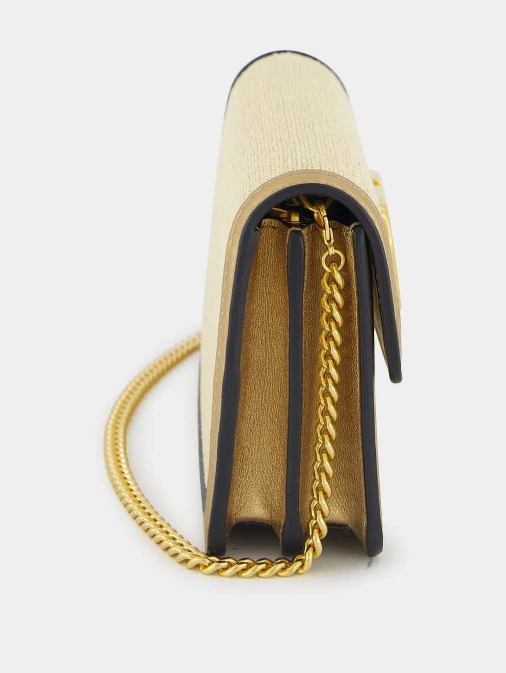 VLogo Signature Wallet With Chain In Raffia