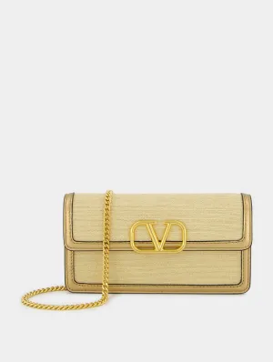 VLogo Signature Wallet With Chain In Raffia