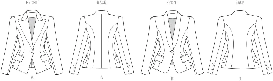 Vogue Misses' Fitted Lined Jackets Sewing Pattern Packet, Design Code V2016, Sizes 6-8-10-12-14, Multicolor
