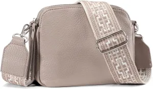 VONAL Leather Crossbody Purse for Women Triple Pockets Designed Shoulder Bag