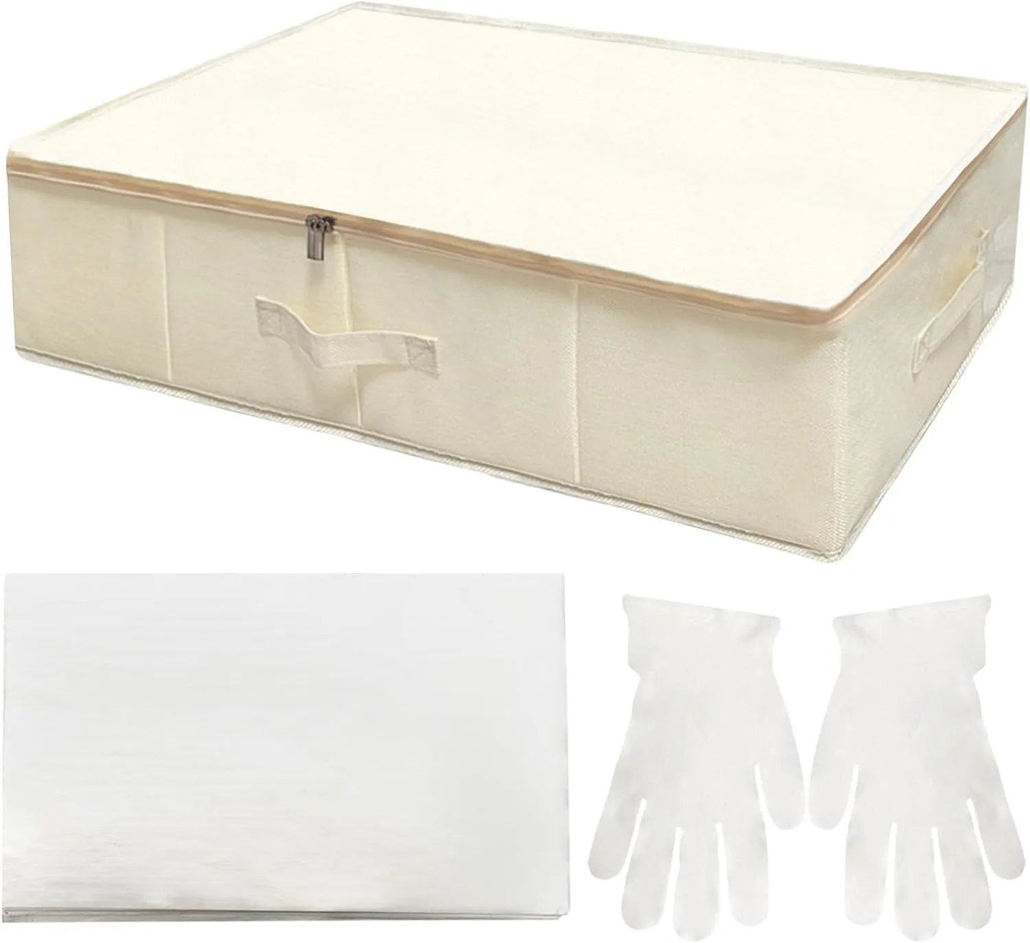 Wedding Dress Storage Box, Wedding Dress Preservation Box with 40 Sheets and 1 Pair Microfiber Gloves of Acid Free Tissue Paper for Storage Wedding Dress Storage Box Kit (Rectangular)
