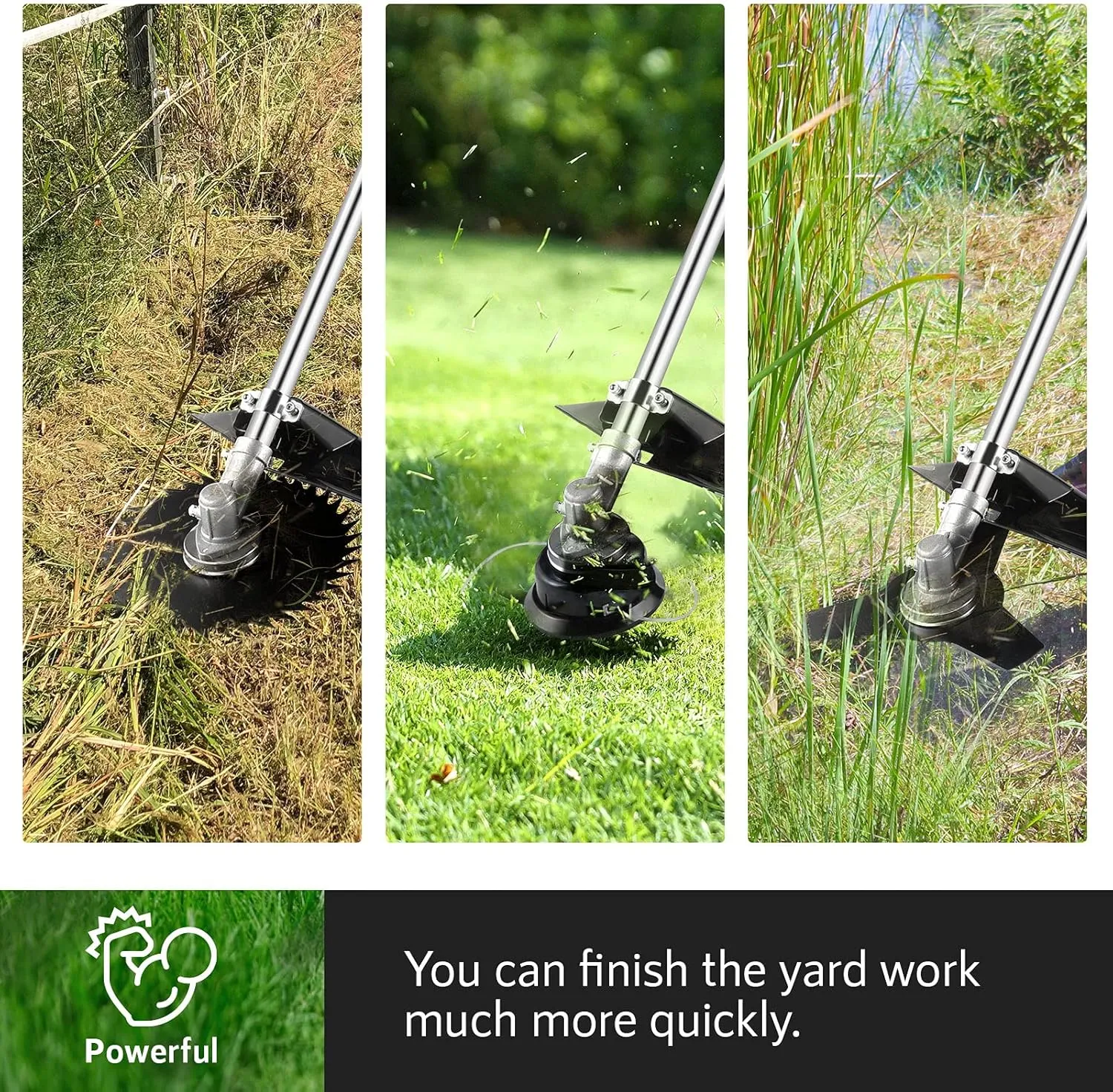 Weed Wacker 58CC Gas Powered String Trimmer Brush Cutter 4-in-1 Gas Weed Eater with 4 Detachable Heads Straight Shaft 2-Cycle for Brush(Green)