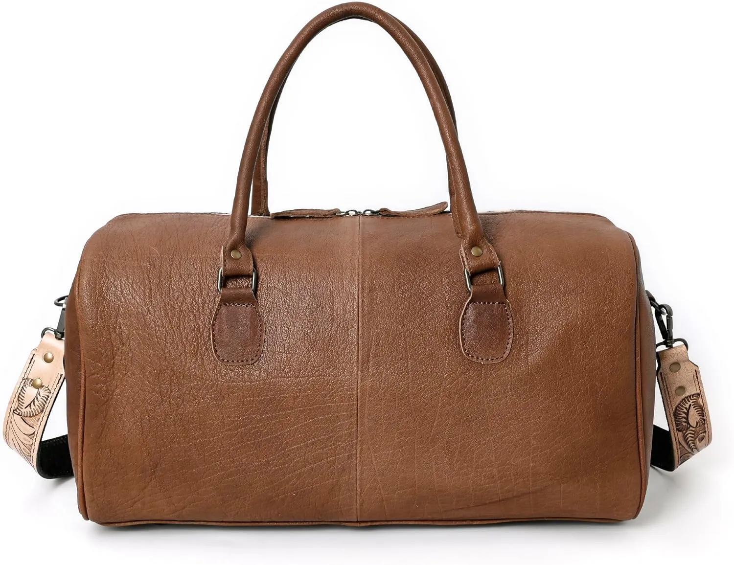 Weekender Duffle Bag For Women Large Travel Tote Bag Overnight, Cowhide Tooled Harness with Tassel Duffle Bag