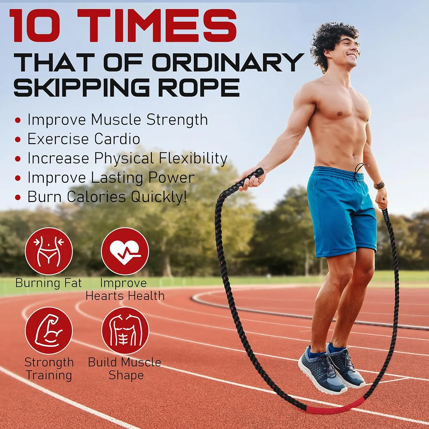 Weighted Jump Rope for Men and Women, 3lb 4lb 5lb Adult Heavy Skipping Rope, Jumprope for Fitness,Workout Equipment, Fitness Equipment for Home Gym Exercise,Improve Strength and Building Muscle