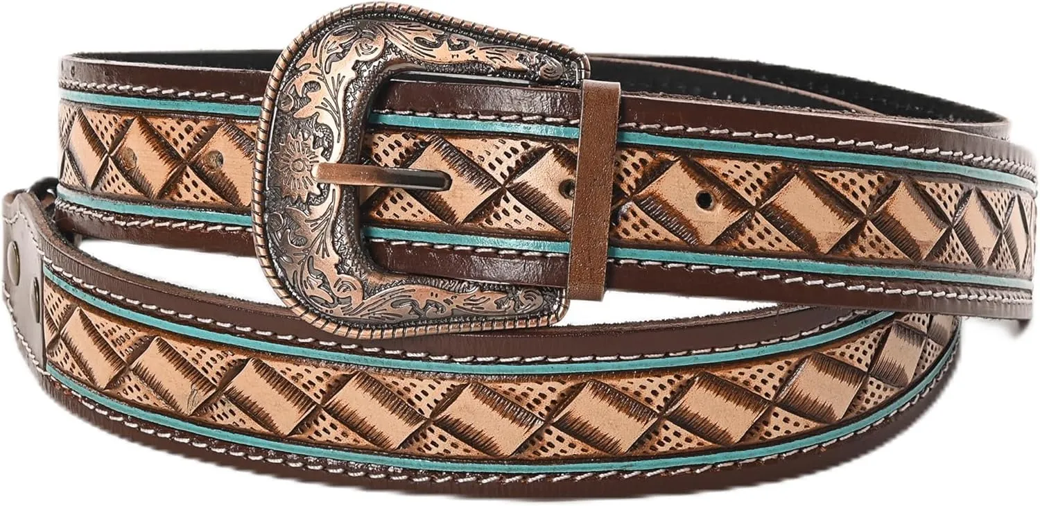 Western Cowhide Tooled Leather Replacement Adjustable Strap for Crossbody, Tote, Instruments