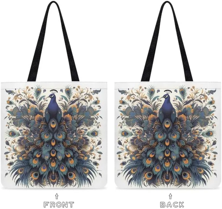 Western Highland Dog Canvas Tote Bags Corgi Puppy Big Handbag Pumpkin Maple Leaves Shoulder Bag for College Grocery