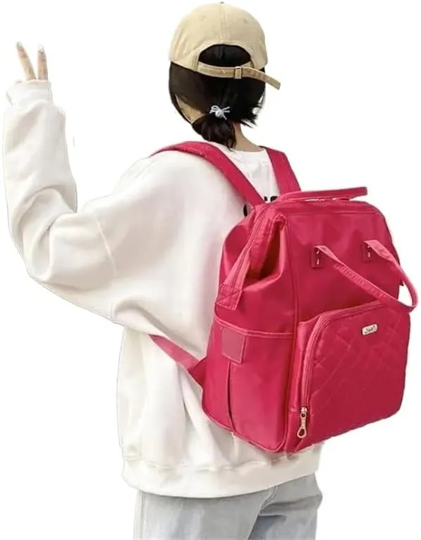 Wheeled backpack for Women Travel trolley bags Travel Bag with wheels Oxford large capacity Travel Rolling Luggage Backpack Bags(20 inch pink)