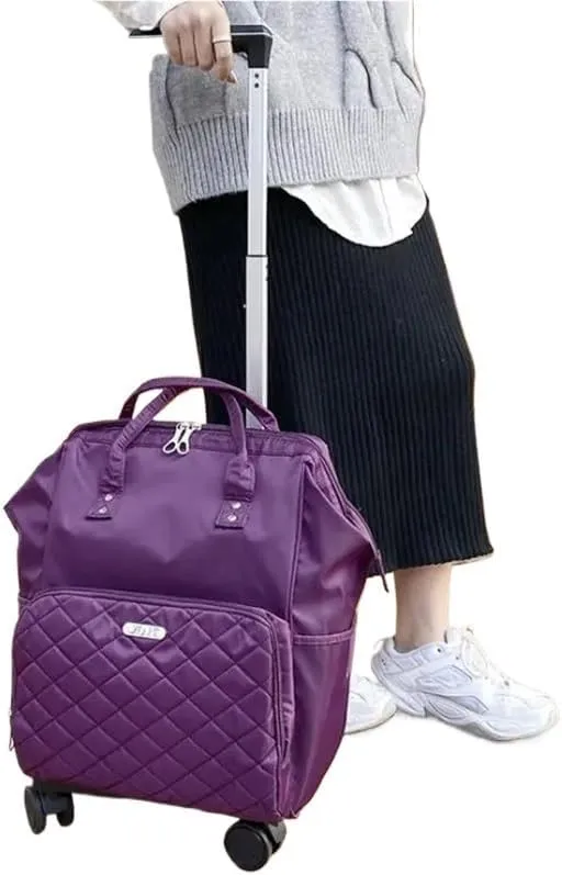 Wheeled backpack for Women Travel trolley bags Travel Bag with wheels Oxford large capacity Travel Rolling Luggage Backpack Bags(20 inch pink)