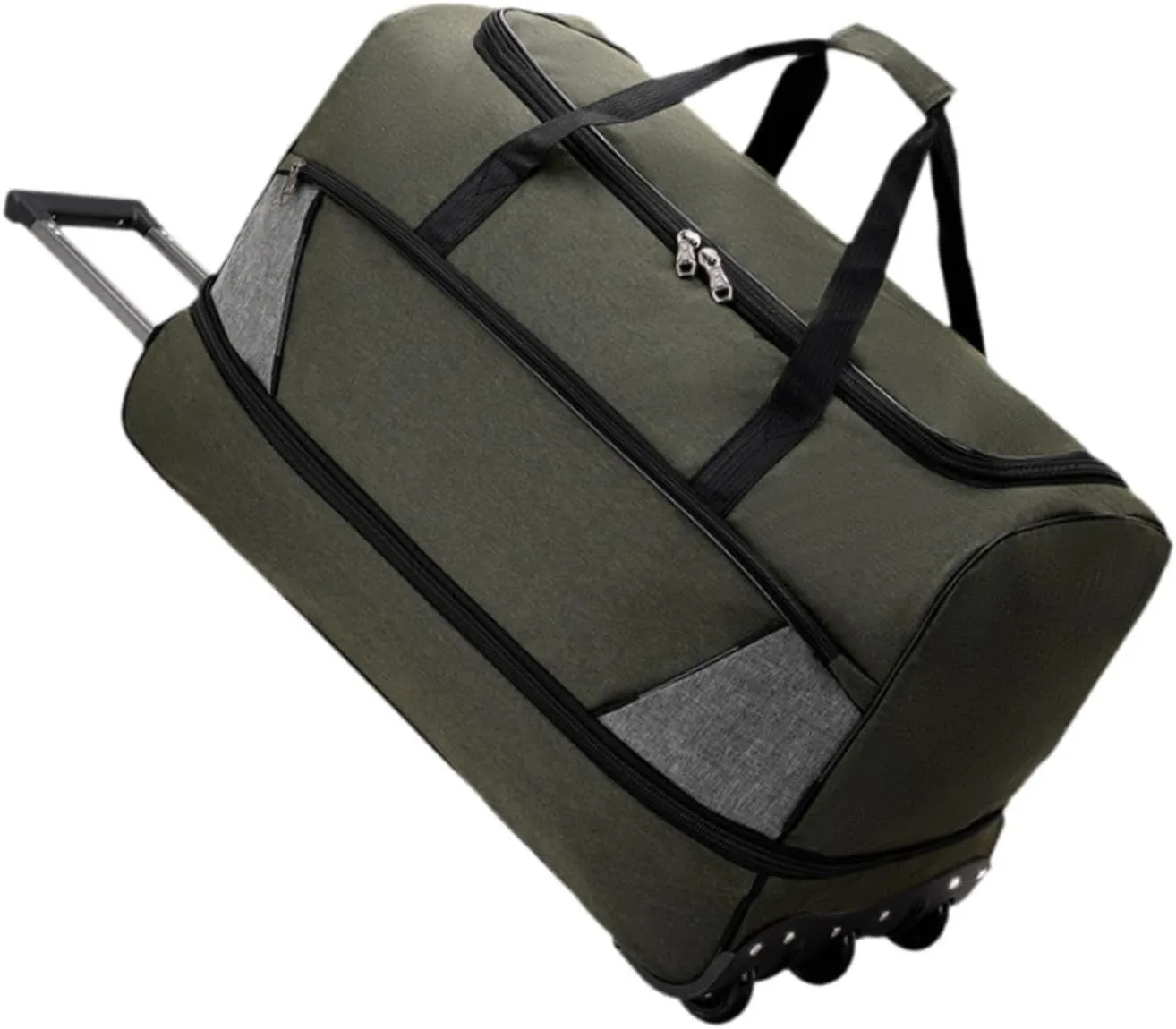 Wheeled Travel Duffel Bag with Compartments for Carrying Clothes, Green M
