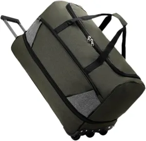 Wheeled Travel Duffel Bag with Compartments for Carrying Clothes, Green M