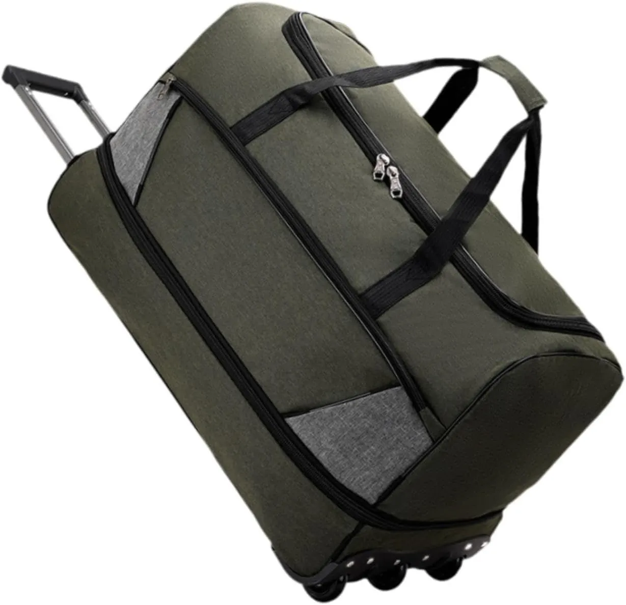 Wheeled Travel Duffel Bag with Compartments for Carrying Clothes, Green M