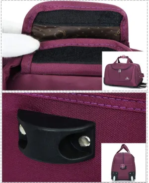 Wheeled Travel Tote Bag with Wheels, Solid Color Rolling Duffle Bag Weekender Bags for Women, Waterproof Trolley Bags Carry-On Luggage for Overnight Business Travel (Color : Purple, Size : Large)