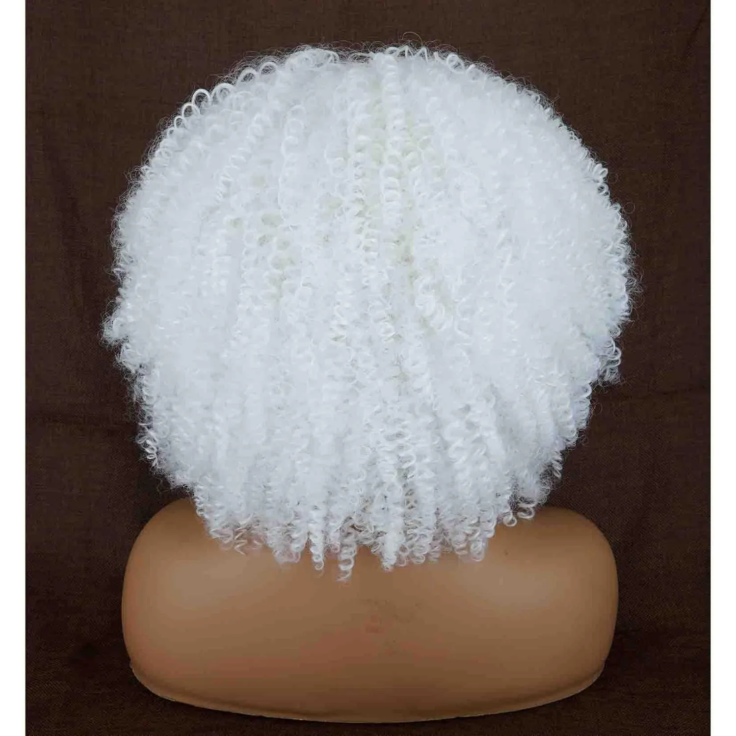 White Kinky Curly Wigs for Black Women Soft Short Afro Wig with Bangs Synthetic Heat Resistant Full Afro Curly Wigs for Daily Use(White)
