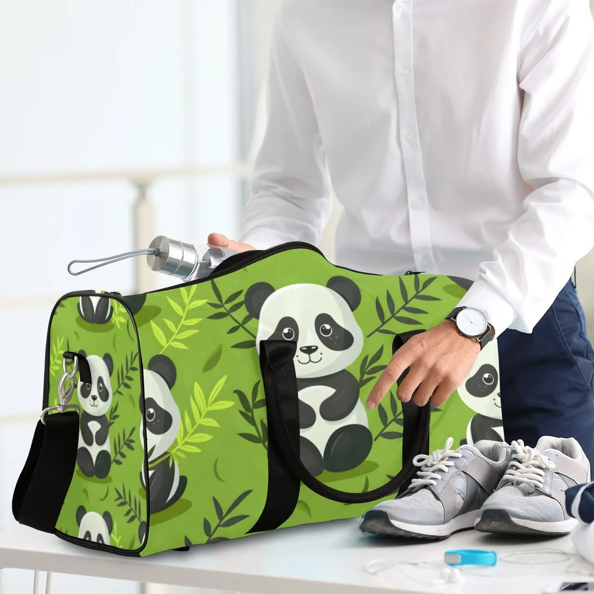 Wildlife Panda Travel Duffle Bag for Women Men Gym Duffel Foldable Bag Waterproof Weekender Asian Art Duffle Tote