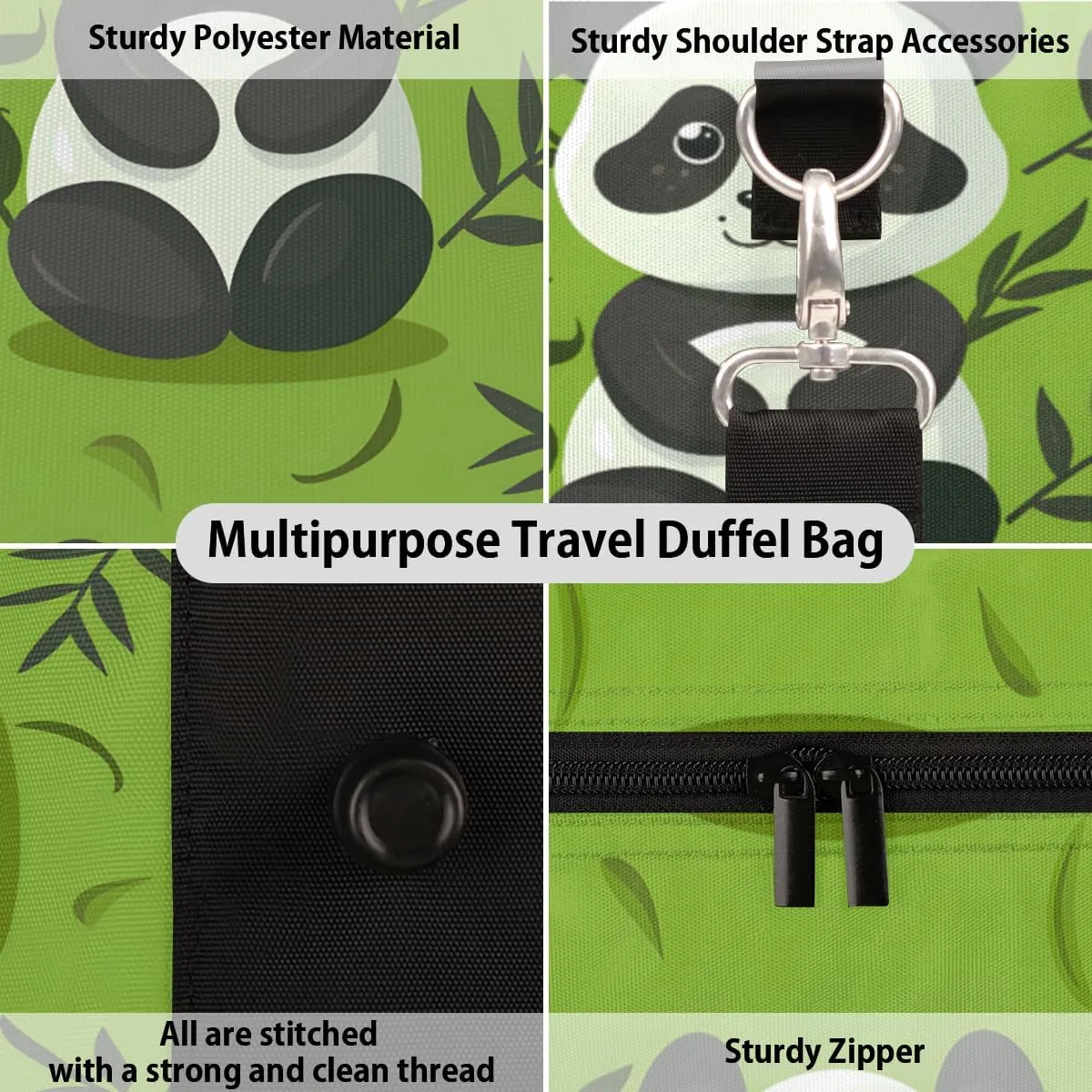 Wildlife Panda Travel Duffle Bag for Women Men Gym Duffel Foldable Bag Waterproof Weekender Asian Art Duffle Tote