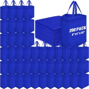 Windyun 200 Pcs Reusable Tote Bag Bulk Non Woven Shopping Bag with Handle Reusable Grocery gift Tote