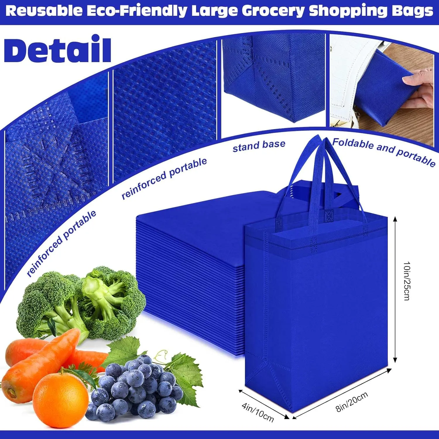 Windyun 200 Pcs Reusable Tote Bag Bulk Non Woven Shopping Bag with Handle Reusable Grocery gift Tote