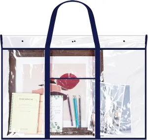 Windyun Large Poster Storage Bag 48" x 36" Bulletin Board Holder Art Portfolio Case PVC Art Portfolio Container Bulletin Board Storage Box with Pocket for Classroom Teacher Organization (Blue,1 Pack)