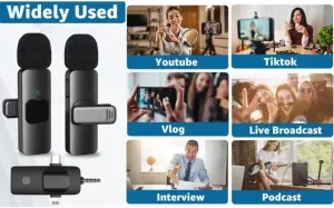 Wireless Lapel Microphone, 3-in-1 Wireless Video Recording Mic for Interview for iPhone/iPad/Android/Cameras |Noise Reduction | USB-C Clip-on Mic for Vlog/YouTube/TikTok/Livestream Plug &Play