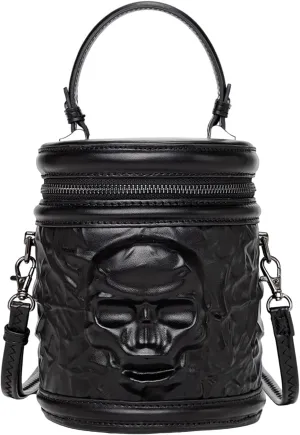 Women Cylinder Bag Retro Shoulder Bag PU Leather Handbag Skull Head Crossbody Bag Punk Messengers Bag for Daily, As the Pic Show, as the pic show