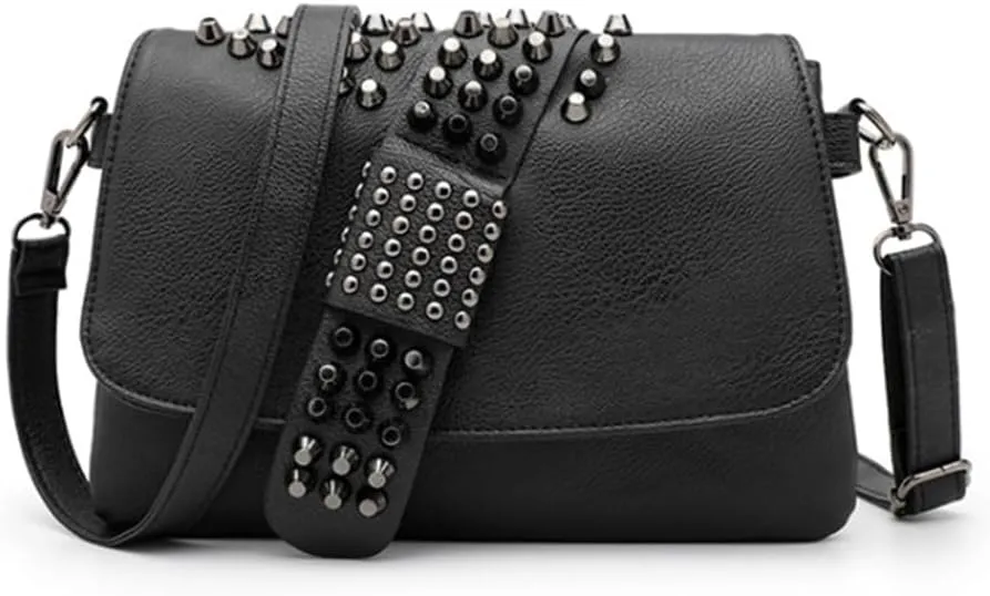 Women Punk Skull Shoulder Top-Handle Bag Rivet Purse Handbag Chain Satchel Tote