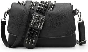 Women Punk Skull Shoulder Top-Handle Bag Rivet Purse Handbag Chain Satchel Tote