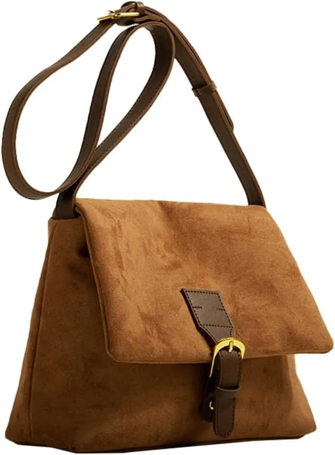 Women Shoulder Bags Velvet Crossbody Bag Large Retro Hobo Handbag Purse Zipper Closure