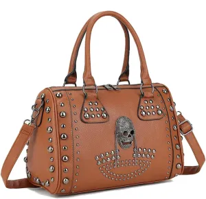 Women Skull Handbag Gothic Rivet Tote Satchel Shoulder Crossbody Bag