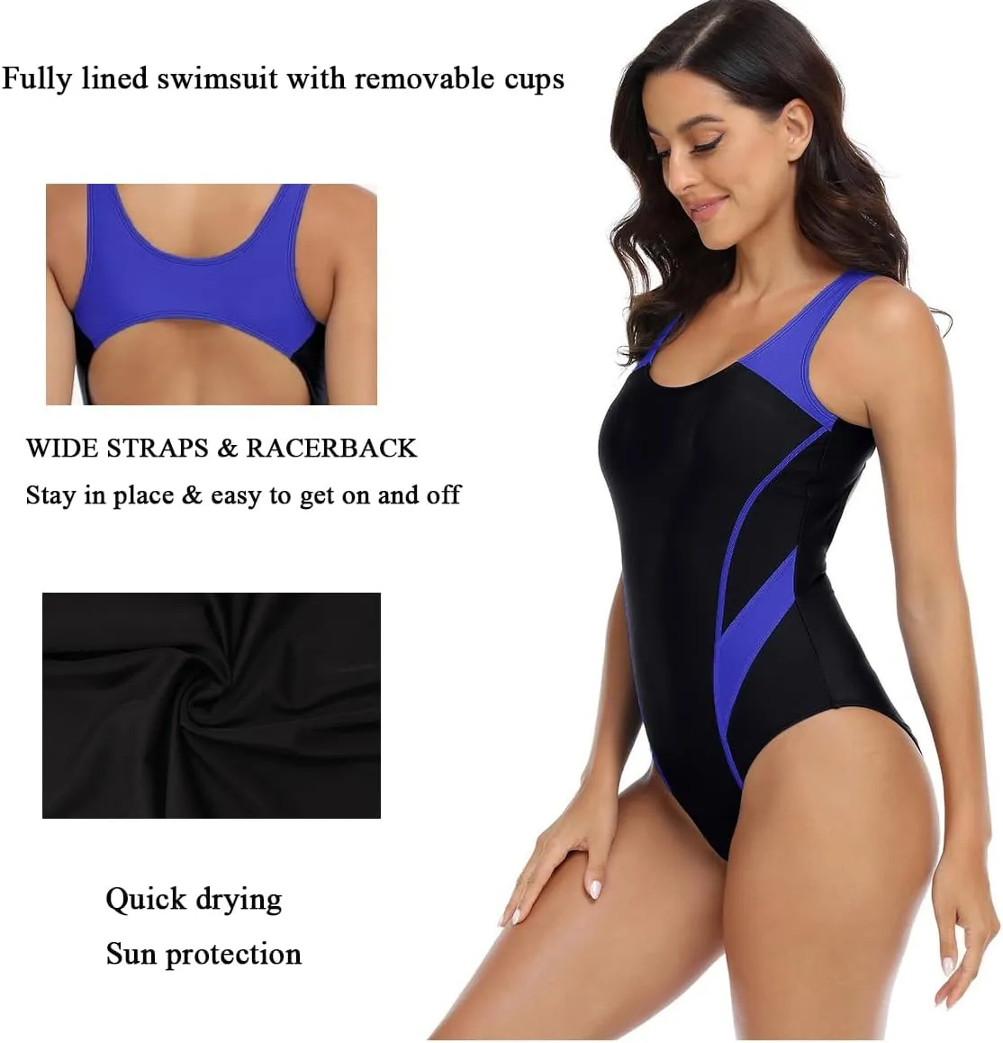 Women’s Athletic One Piece Swimsuit Racerback Competitive Modest Bathing Suit