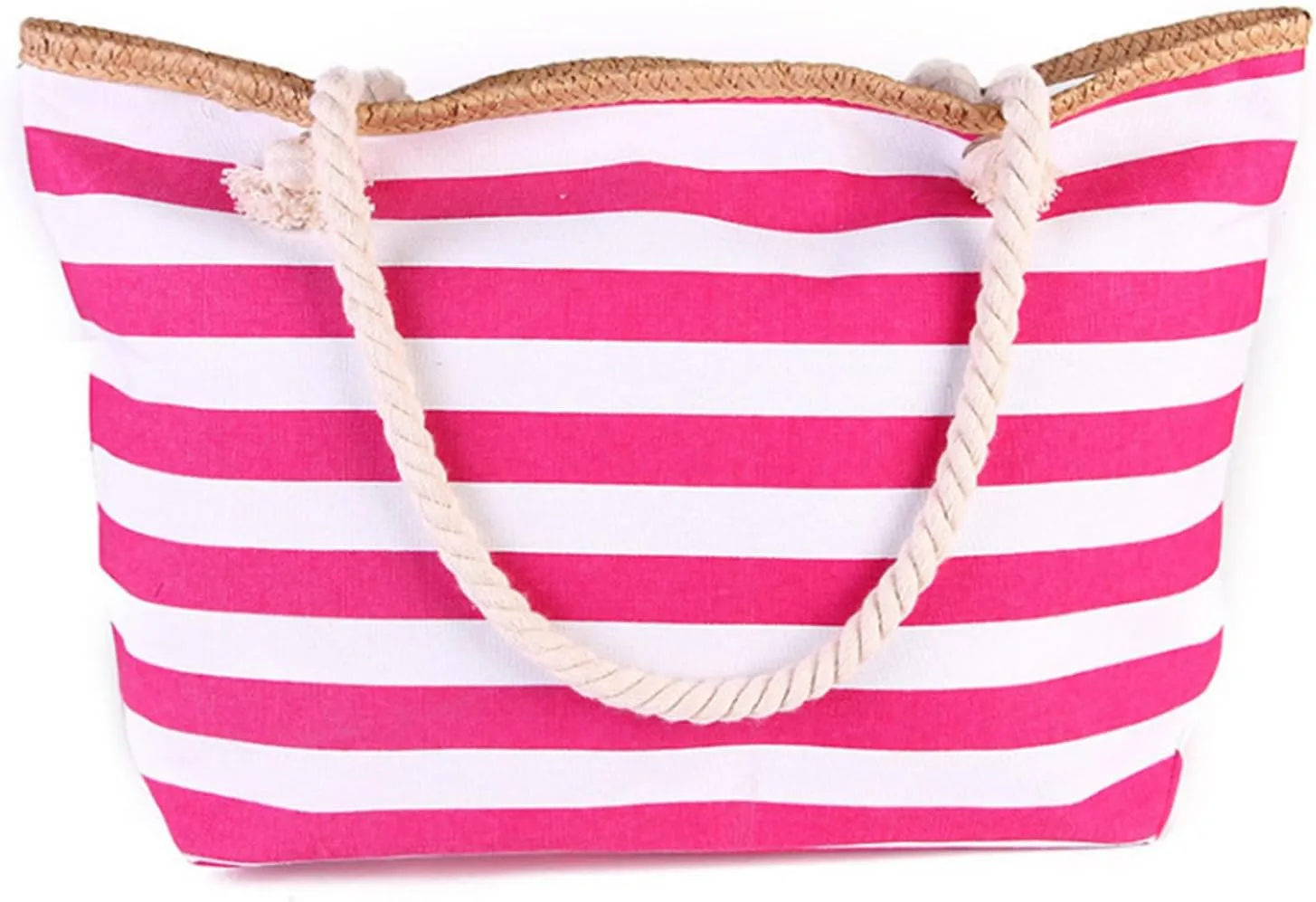 Women's Beach Bag Canvas Handbag Summer High Capacity Stripe Ecology Shopping Beach Tote