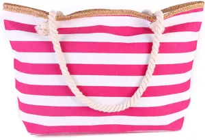 Women's Beach Bag Canvas Handbag Summer High Capacity Stripe Ecology Shopping Beach Tote