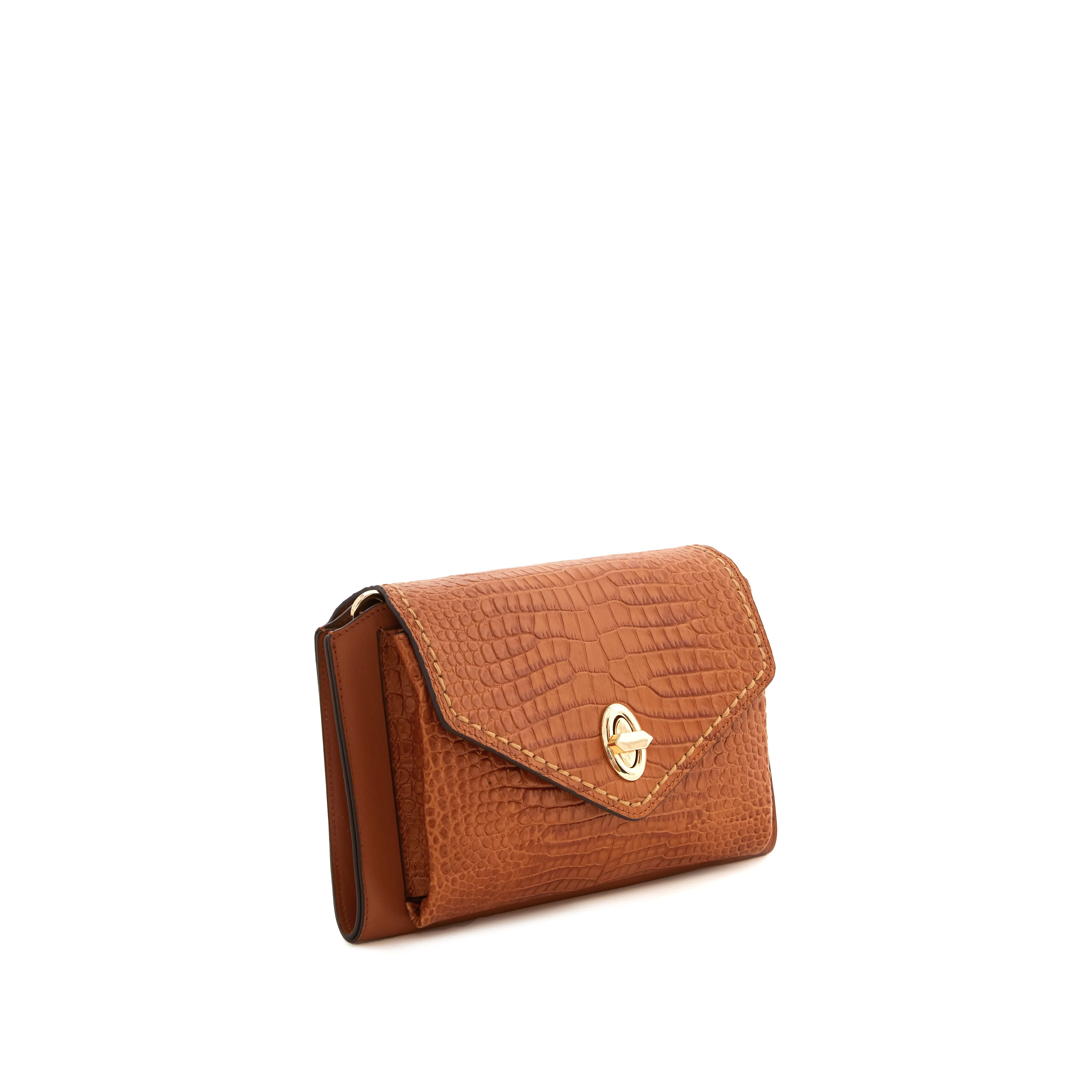Women's Calf Leather Crocodile Embossed Handmade Crossbody Bag W20009