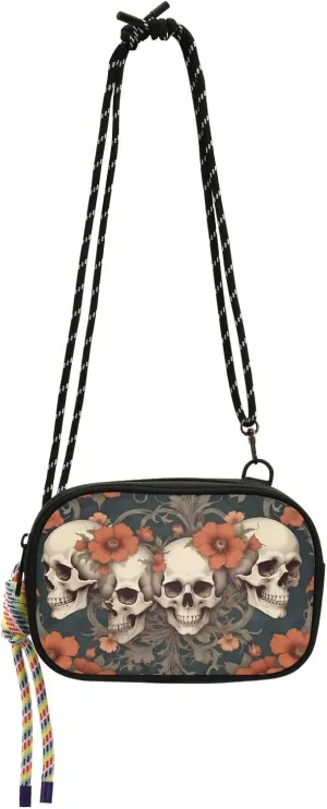 Women's Crossbody Handbags Image Background Skull Print Lightweight Shoulder Phone Purse for Walking, Hiking