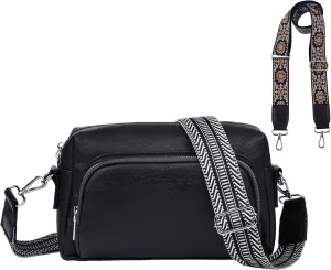 Women's Crossbody Handbags Vegen Leather Purses 2Pcs Hobo Purse Bags Wallet Set with 2 Adjustable Guitar Strap