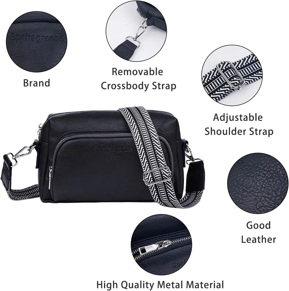 Women's Crossbody Handbags Vegen Leather Purses 2Pcs Hobo Purse Bags Wallet Set with 2 Adjustable Guitar Strap