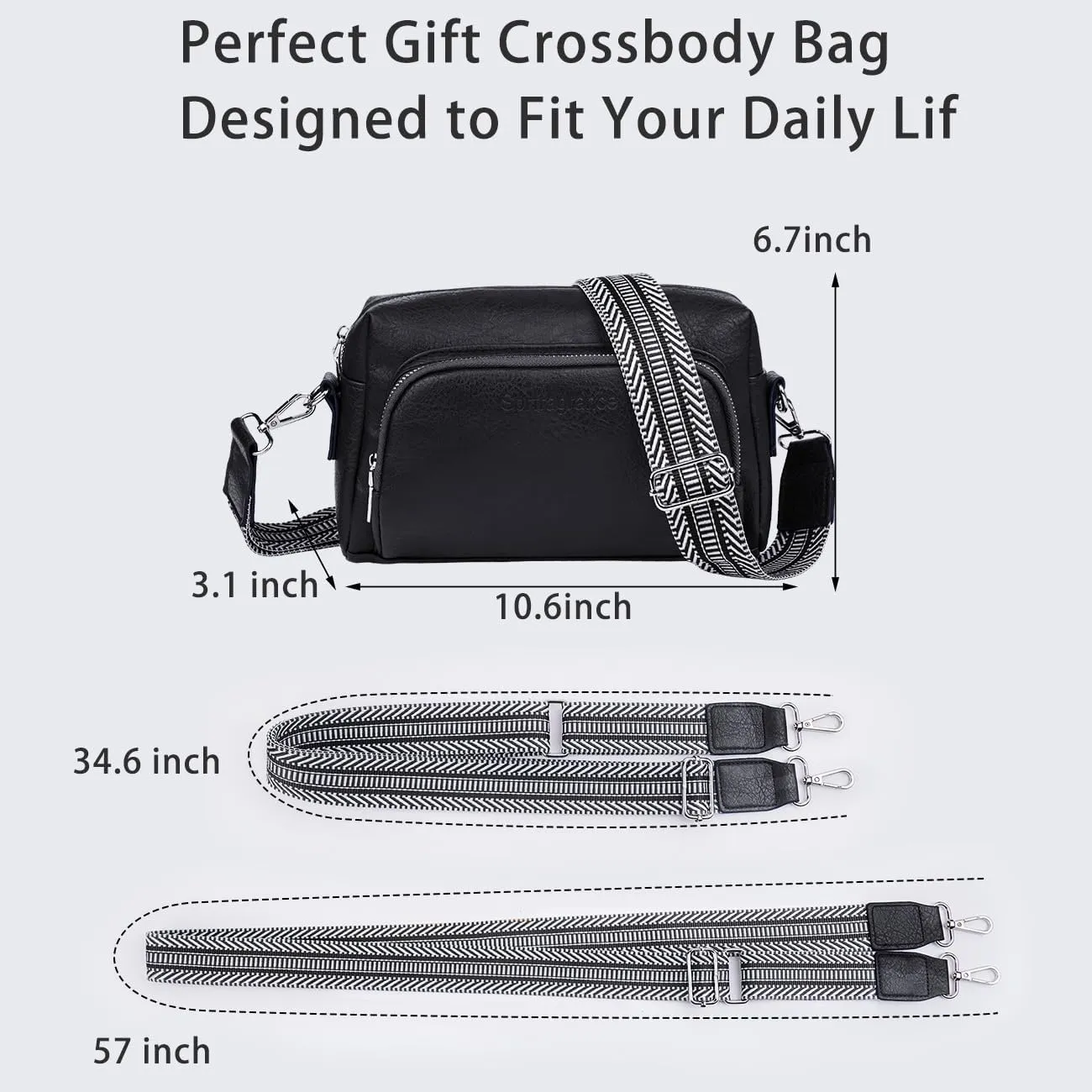 Women's Crossbody Handbags Vegen Leather Purses 2Pcs Hobo Purse Bags Wallet Set with 2 Adjustable Guitar Strap