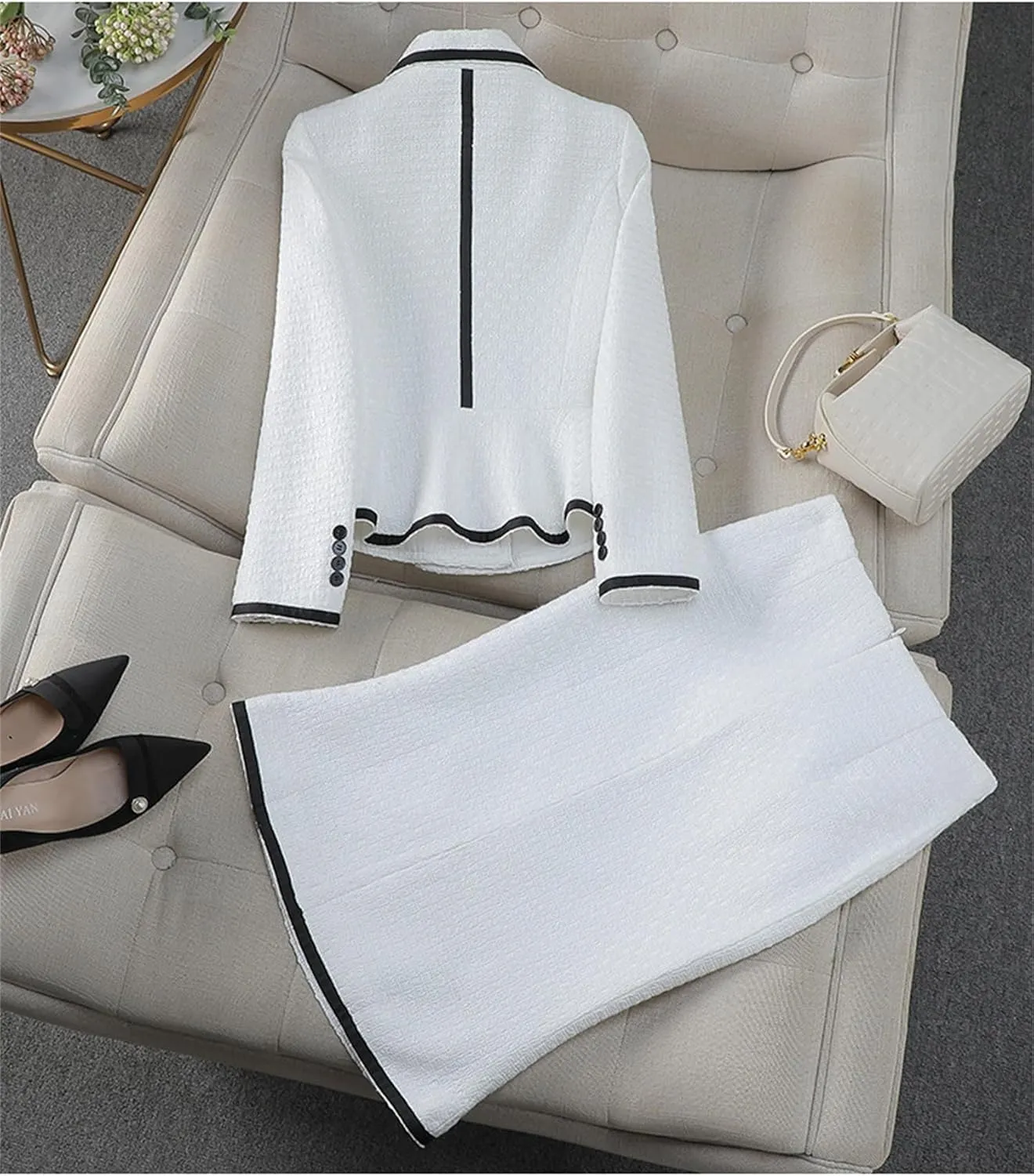 Women's Formal Suit Skirt Set Slim Business Long Sleeve Blazer and Skirt Office Ladies Work Wear