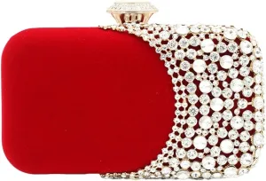 Womens Glitter Rhinestone Evening Clutch Elegant velvet Crossbody Purse with Chain Handbag Shoulder Bag Wedding
