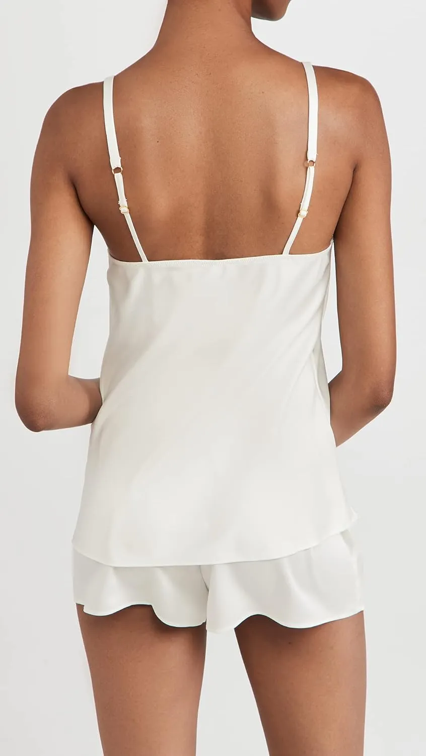 Women's Kylie Charmeuse Cami Set with Lace