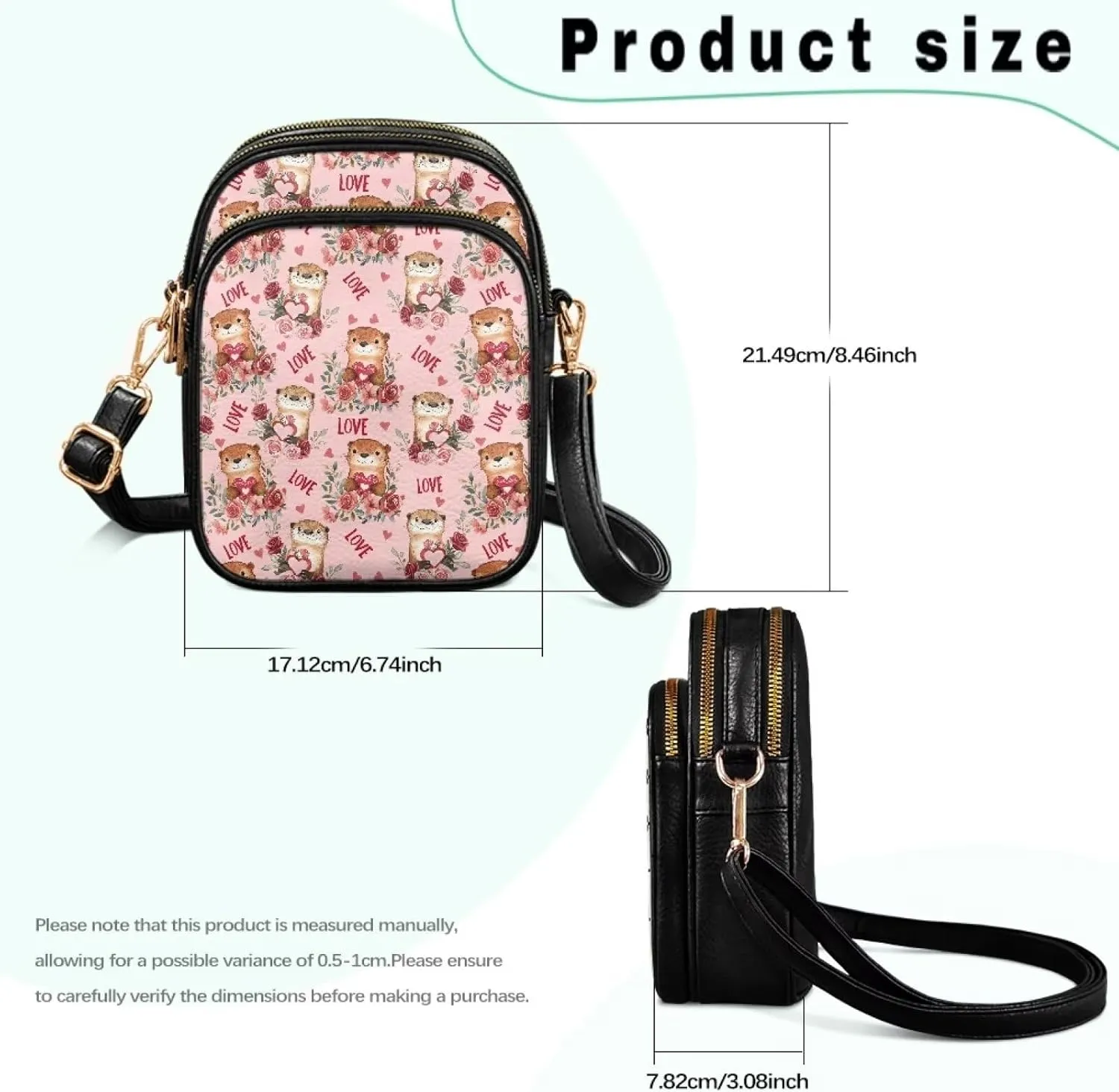 Womens Multi Pocket Leather Crossbody Bag Sling Bag Messenger Handbags Shoulder Bags with Adjust Strap