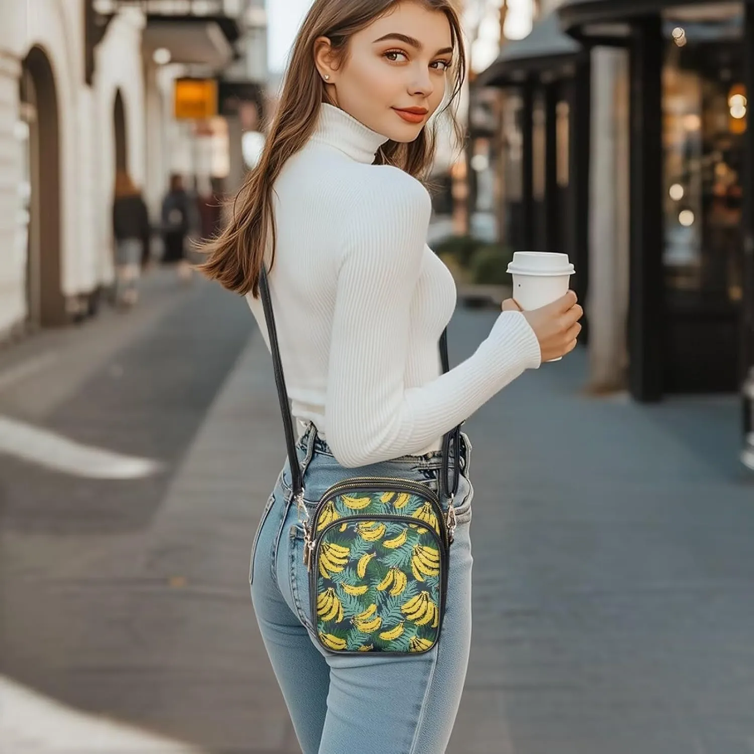 Womens Multi Pocket Leather Crossbody Bag Sling Bag Messenger Handbags Shoulder Bags with Adjust Strap