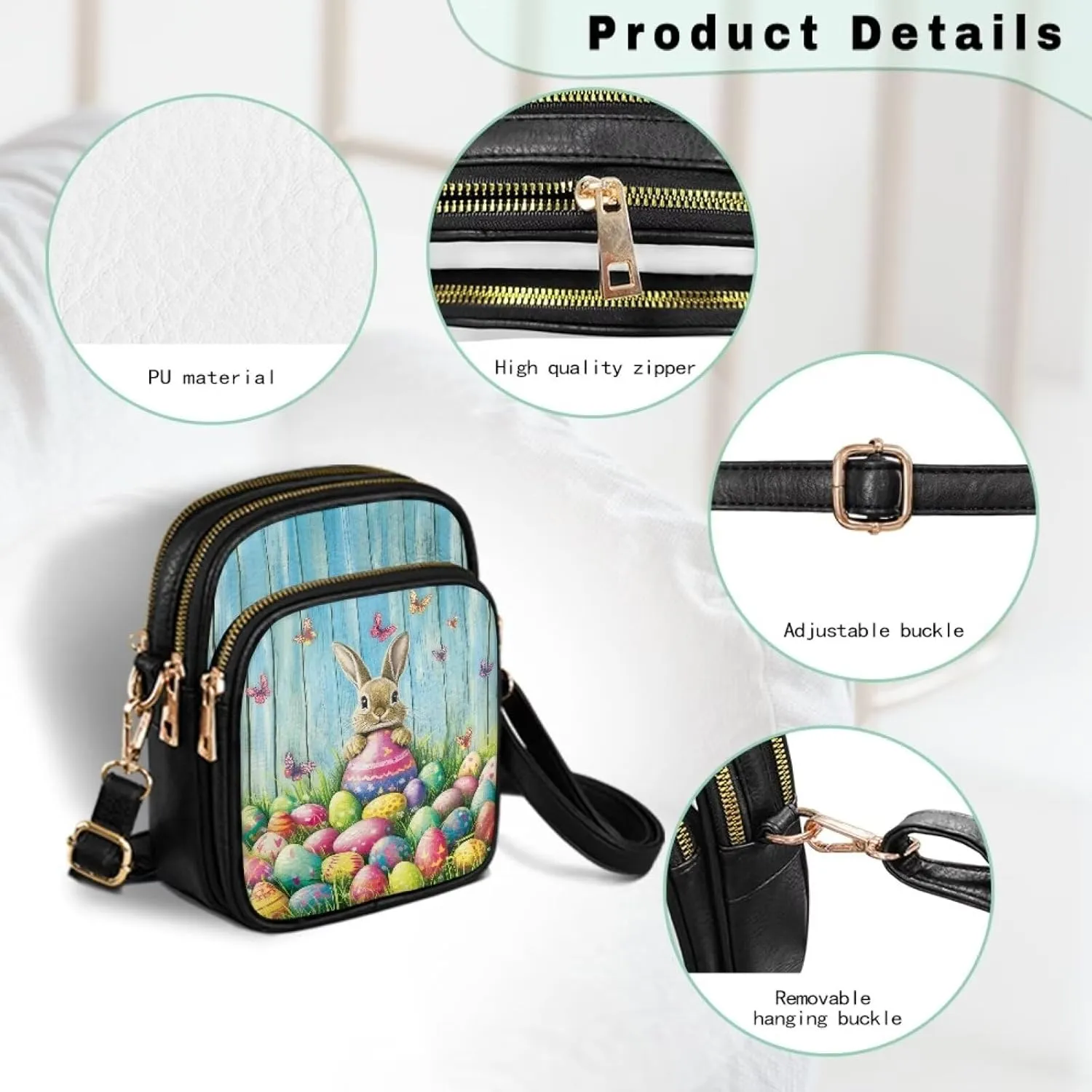 Womens Multi Pocket Leather Crossbody Bag Sling Bag Messenger Handbags Shoulder Bags with Adjust Strap