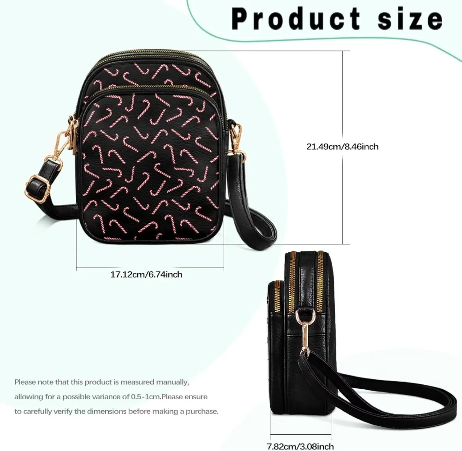 Womens Multi Pocket PU Leather Cross Body Bag Adjustable Strap Shoulder Handbags Cell Phone Purse Wallet