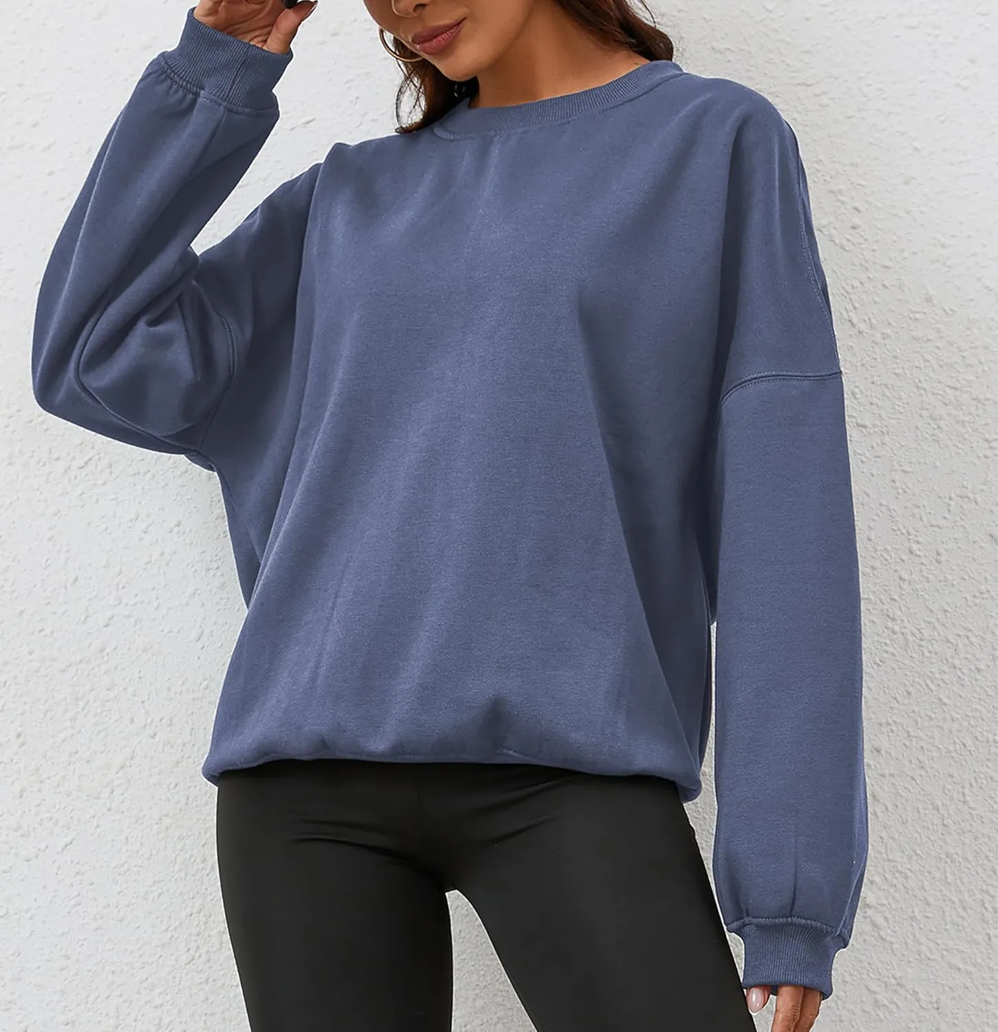 Women’s Oversized Sweatshirt Crewneck Pullover Top Casual Drop Shoulder Crew Neck Plain Shirt 2025 Fall Clothes