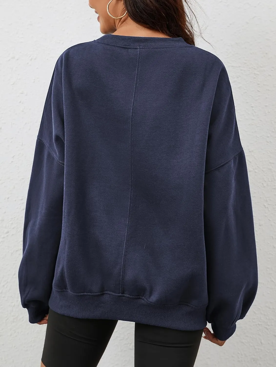 Women’s Oversized Sweatshirt Crewneck Pullover Top Casual Drop Shoulder Crew Neck Plain Shirt 2025 Fall Clothes