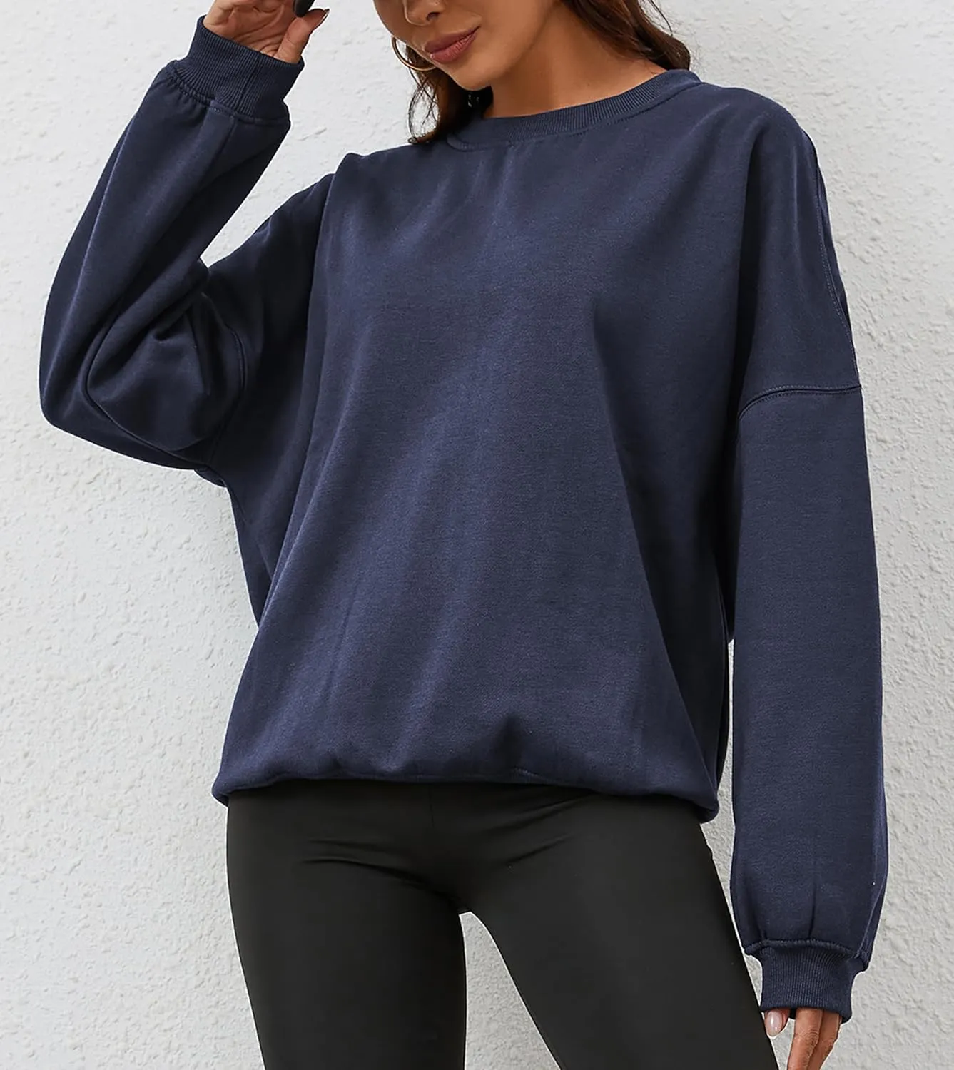 Women’s Oversized Sweatshirt Crewneck Pullover Top Casual Drop Shoulder Crew Neck Plain Shirt 2025 Fall Clothes